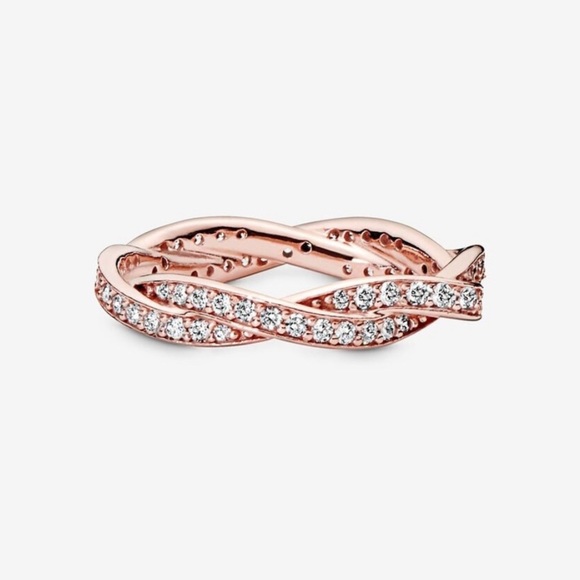 Pandora Jewelry - Pandora Sparkling Twisted Lines Ring in Rose Gold